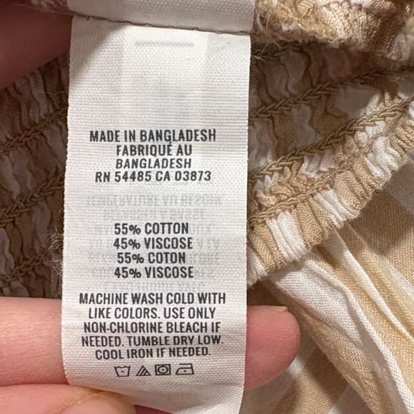 Aerie Striped Beige Peasant Cropped Blouse - Women Tops XL - Picture 3 of 6